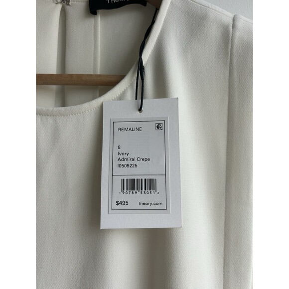 Theory Remaline Structured Sleeveless Admiral Crepe Jumpsuit Ivory Size 8 NWT - Picture 4 of 12